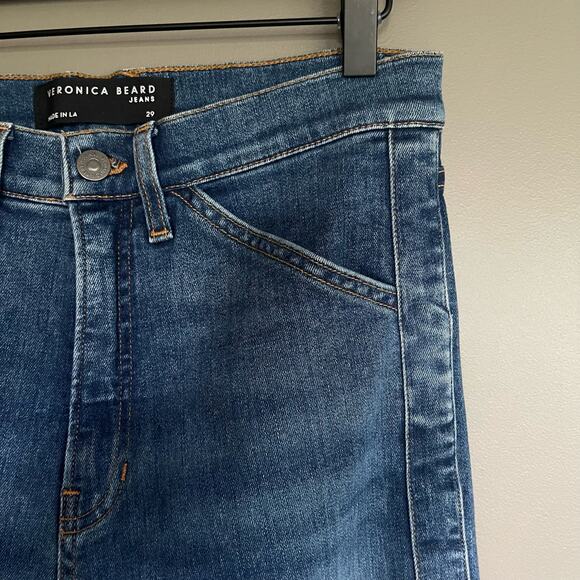 VERONICA BEARD Crosbie Wide Leg Jeans in Dark Grotto High Rise Blue Denim Chic - Picture 10 of 16